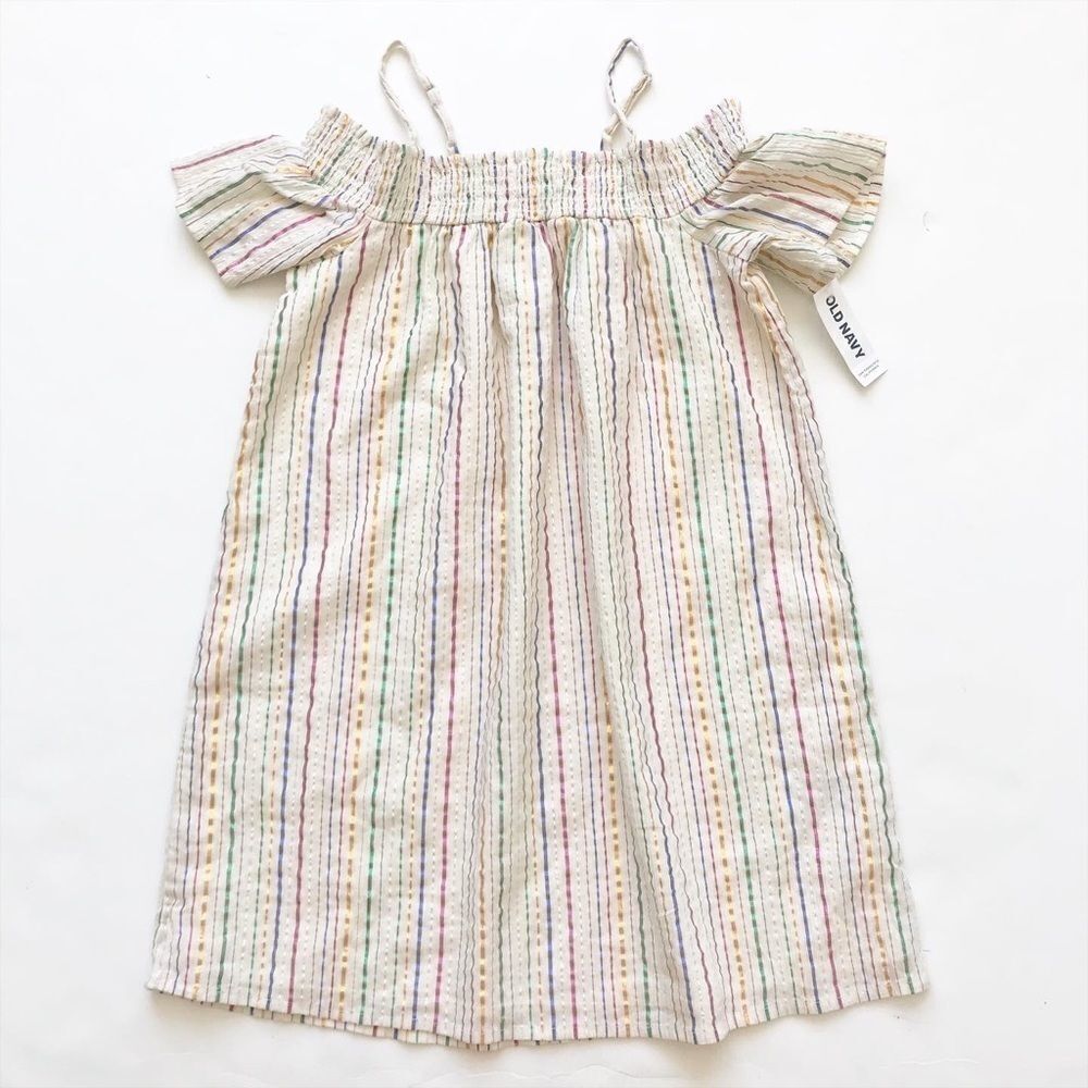 Old Navy NWT cold shoulder shiny stripe dress M(8)